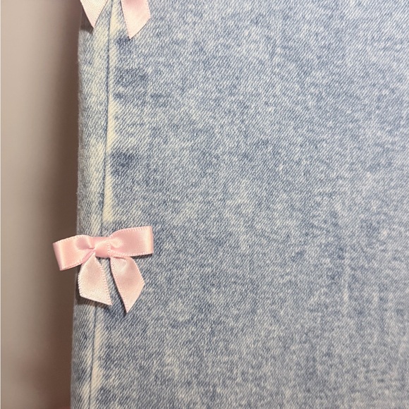 Light Blue Denim Jeans with Pink Bow Trim - Women - Picture 3 of 5